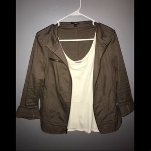 Express Olive Jacket and Cream Tank
